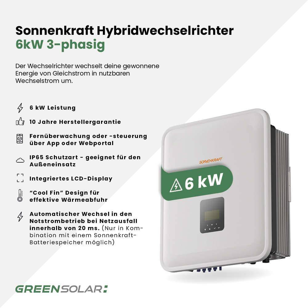 Sonnenkraft Hybridwechselrichter 6kW inkl. Notstromfunktion