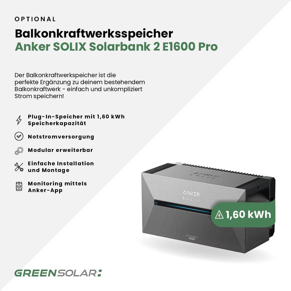 Balkonkraftwerkspeicher Erweiterung 1,60kWh "Anker SOLIX BP1600 Expansion Battery"