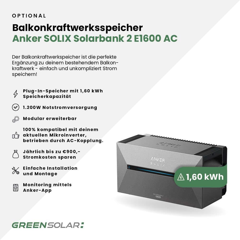 Balkonkraftwerkspeicher Erweiterung 1,60kWh "Anker SOLIX BP1600 Expansion Battery"