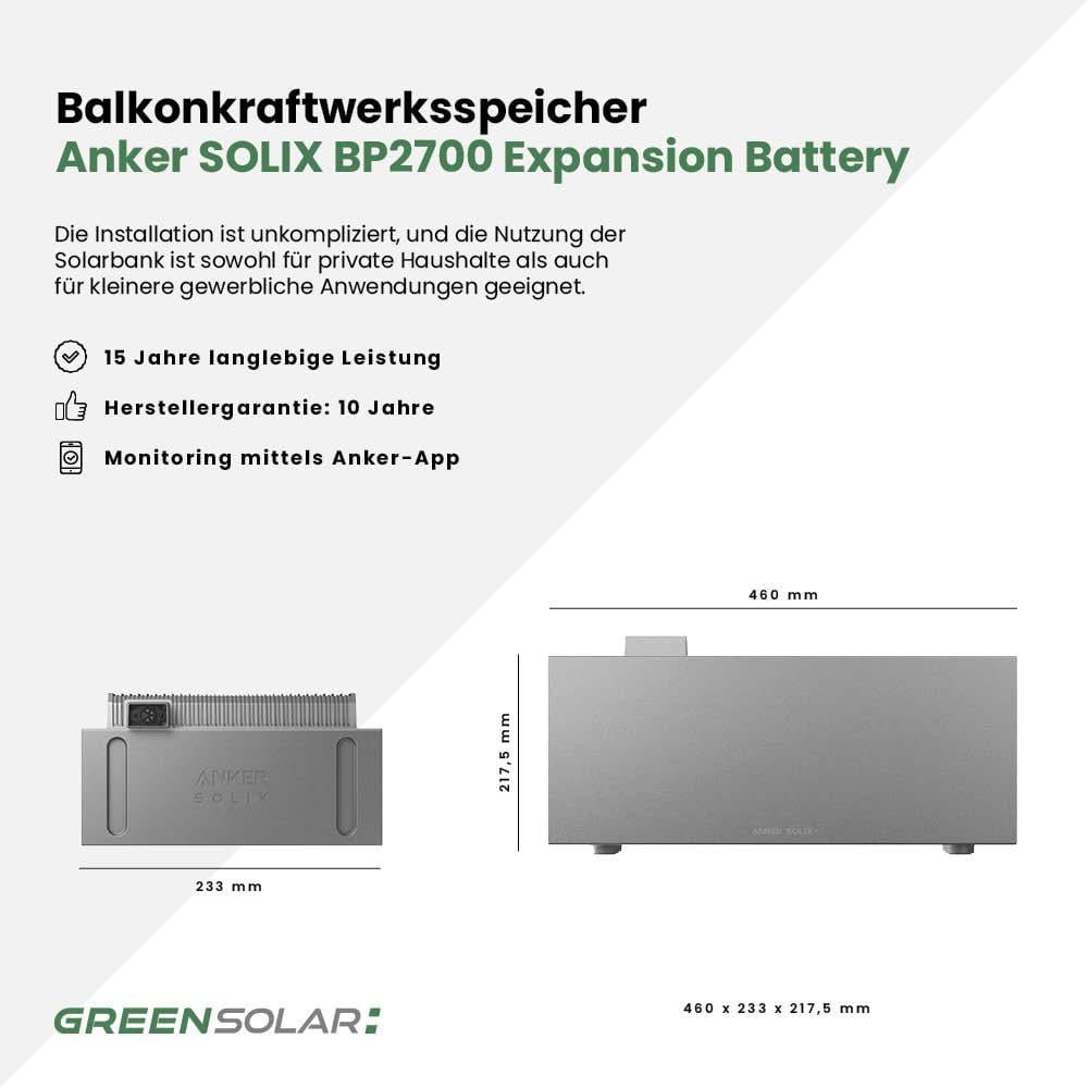 Balkonkraftwerkspeicher Anker SOLIX BP2700 Expansion Battery