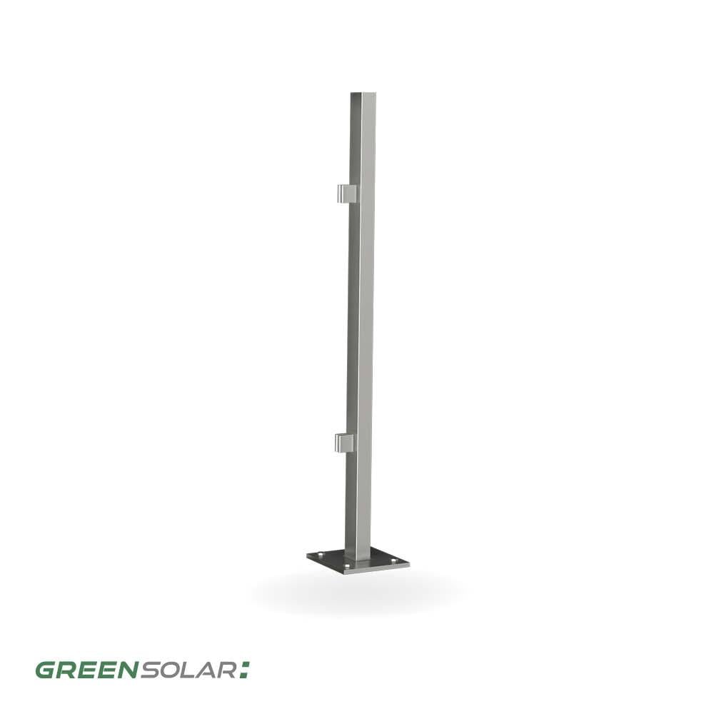 Abschlusssteher aus Edelstahl inkl. Montagematerial für Solarzaun „premium line“  (Quermontage)