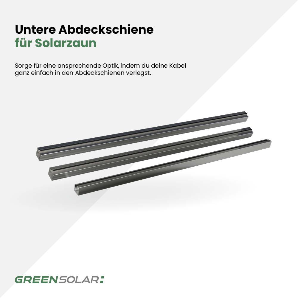 Untere Abdeckschiene aus Edelstahl mit Kabelführung inkl. Montagematerial für Solarzaun „premium line“ (Quermontage)