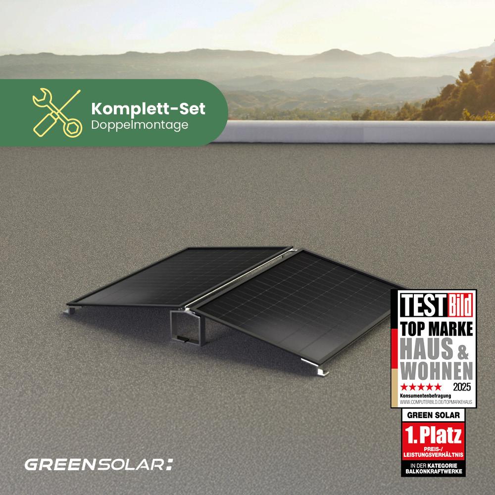 Balkonkraftwerk Flachdach 900/800 black Doppelmontage