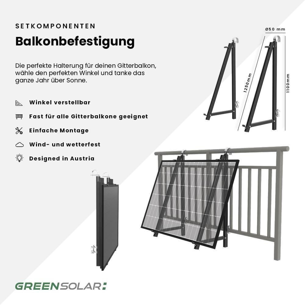 Balkonkraftwerk Balkon M - Komplett-Set (900W) inkl. Wifi Plug