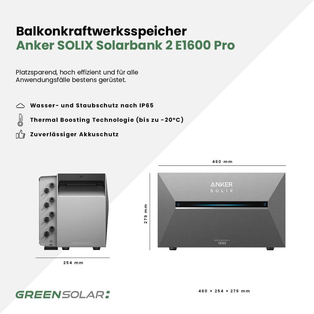 Solarkraftwerk Basic 1740/800 silver bifazial mit Balkonkraftwerkspeicher 2,7kWh "Anker SOLIX Solarbank 3 E-2700 Pro"
