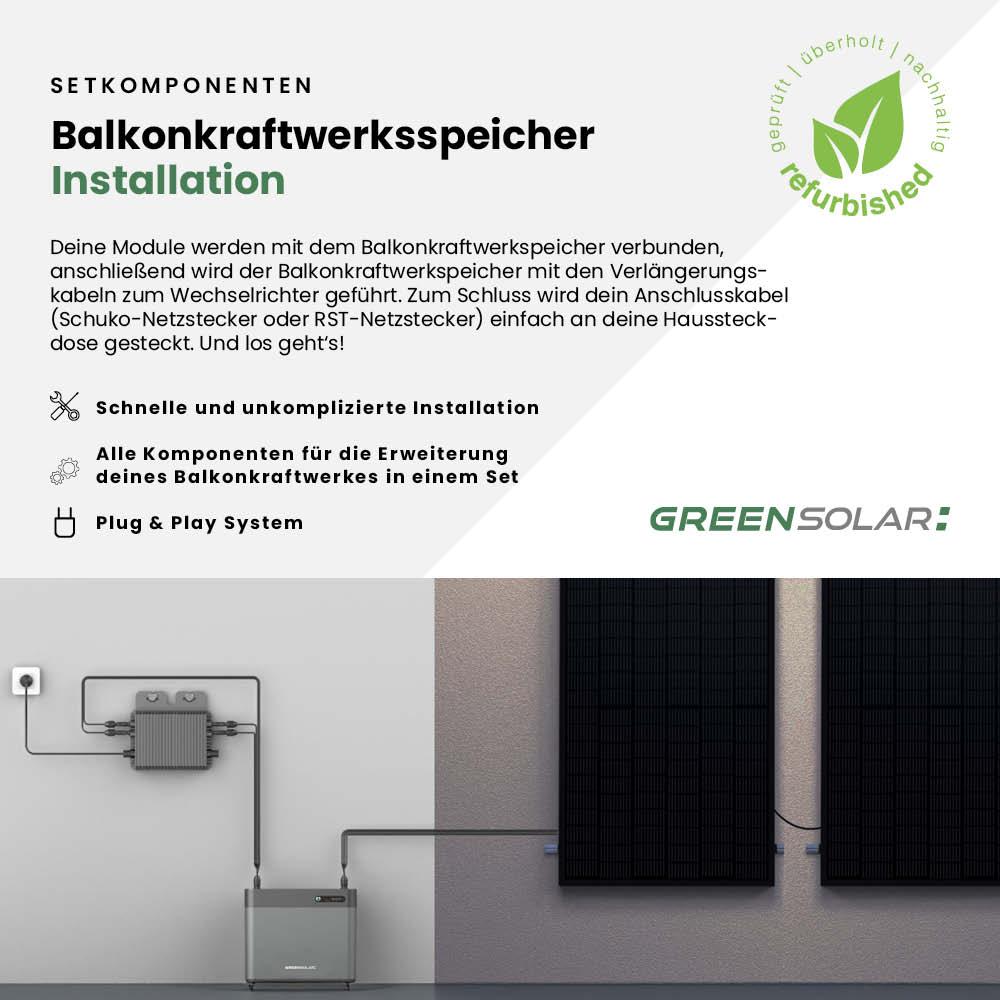 2x Sonnenkraftwerke 325/400W mit Balkonkraftwerkspeicher refurbished 2,24 kWh