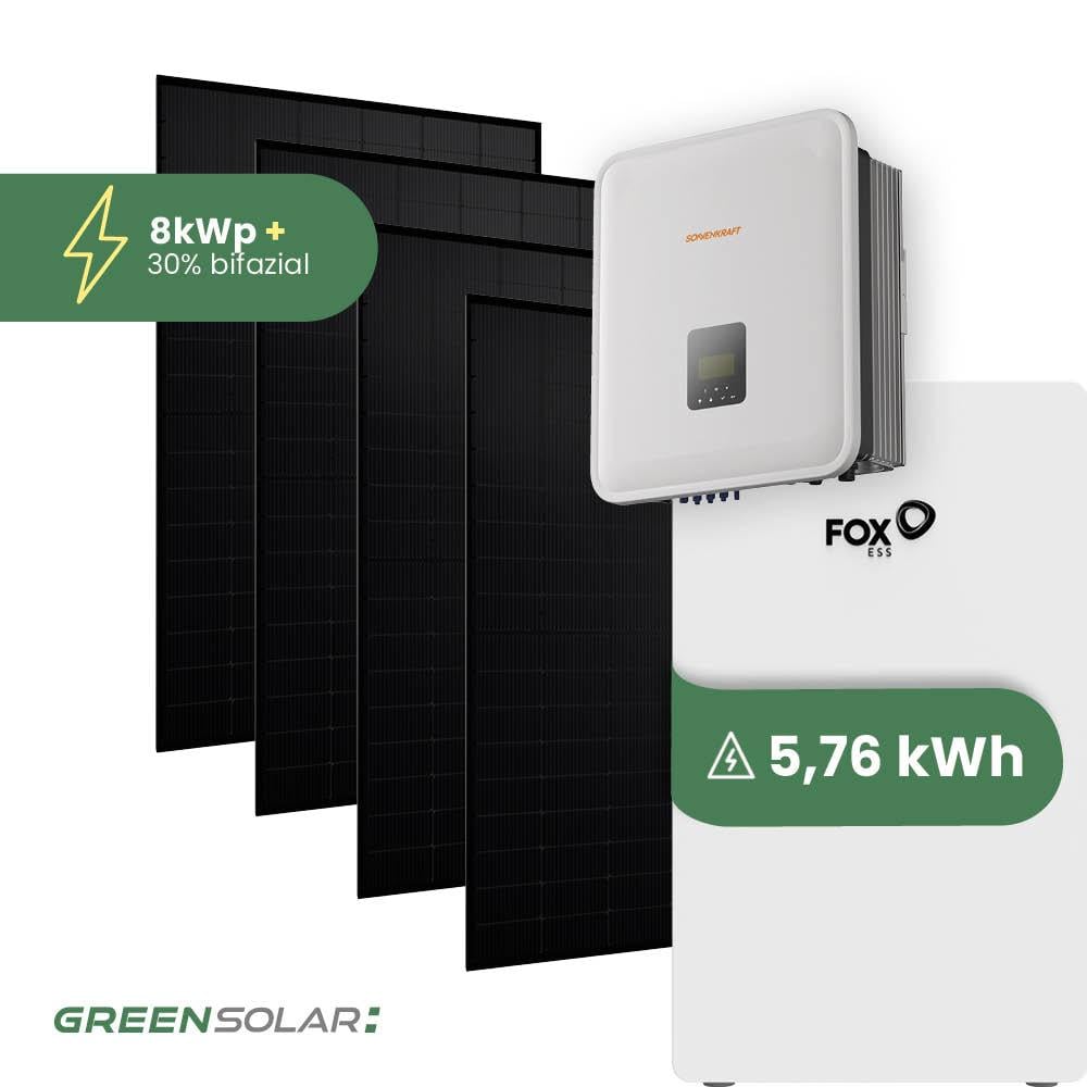 Solaranlage 8kWp mit Speicher 5,76 kWh ohne Halterung