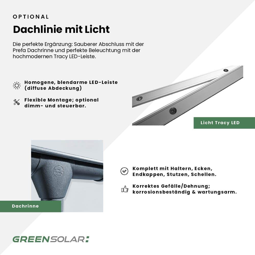 Carport 1 Stellplatz Glas/Glas - 2kn - 3,78kWp inkl. 10kWp Hybrid WR