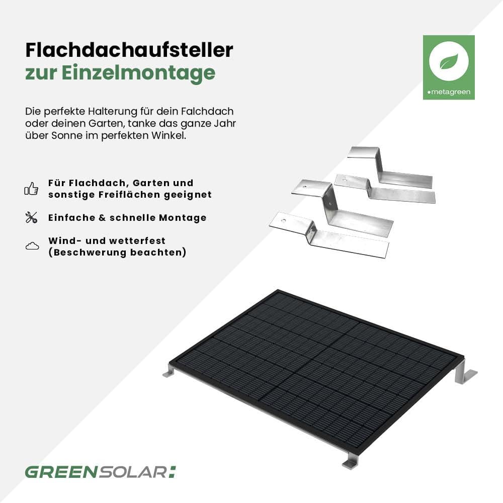 Flachdachaufsteller für 4 Module zur Einzelmontage