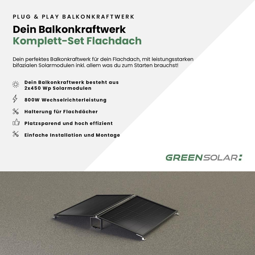 Balkonkraftwerk Flachdach 900/800 Einzelmontage