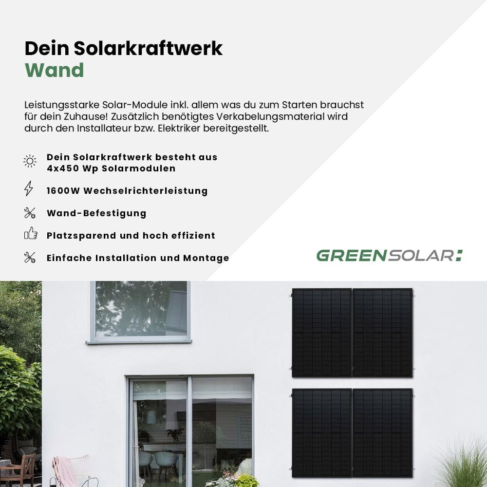 Solarkraftwerk Wand 1800/1600 black bifazial
