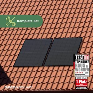Balkonkraftwerk Ziegeldach M - Komplett-Set (900W)