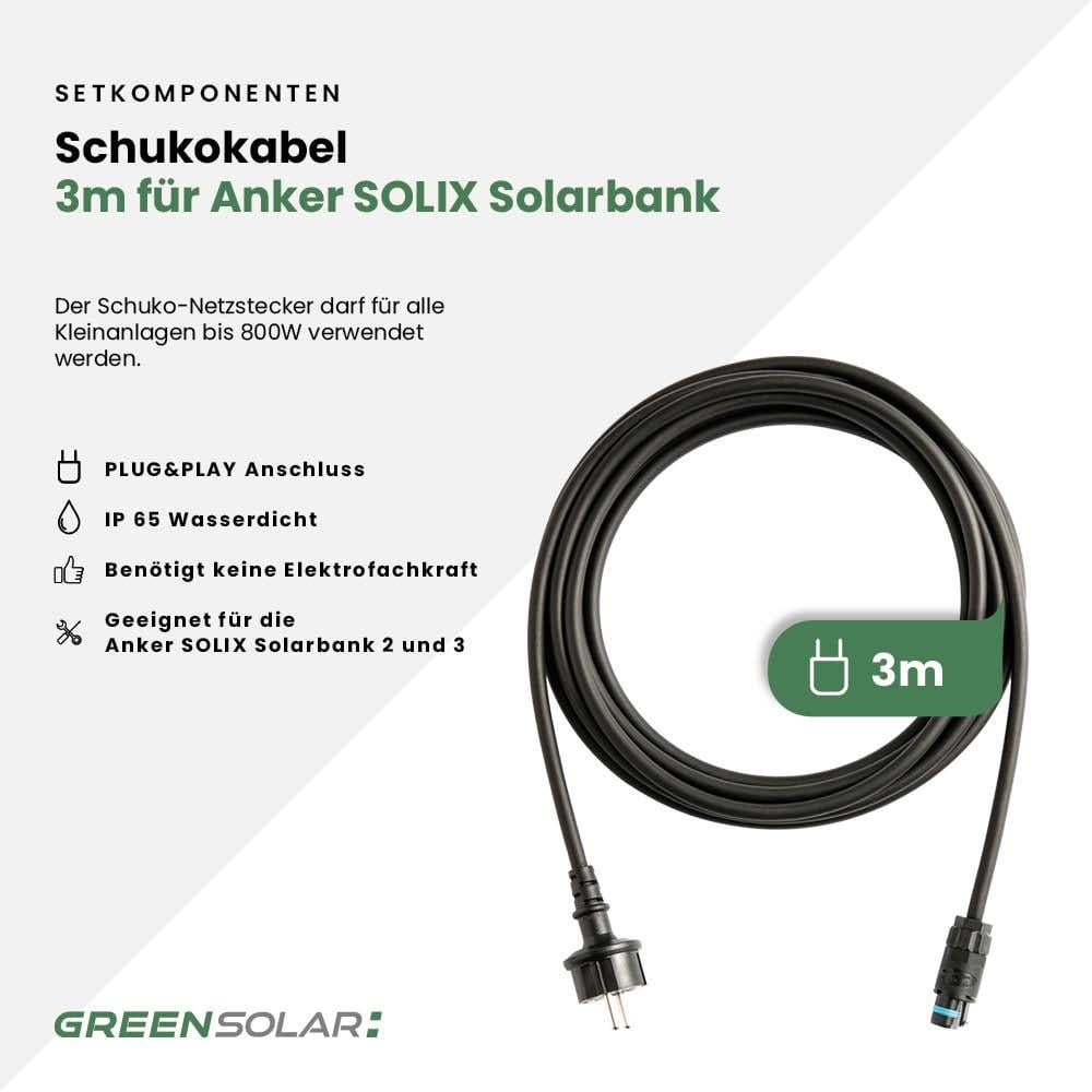 Balkonkraftwerk Basic 3600/800 black bifazial mit Balkonkraftwerkspeicher 2,7kWh "Anker SOLIX Solarbank 3 E-2700 Pro"