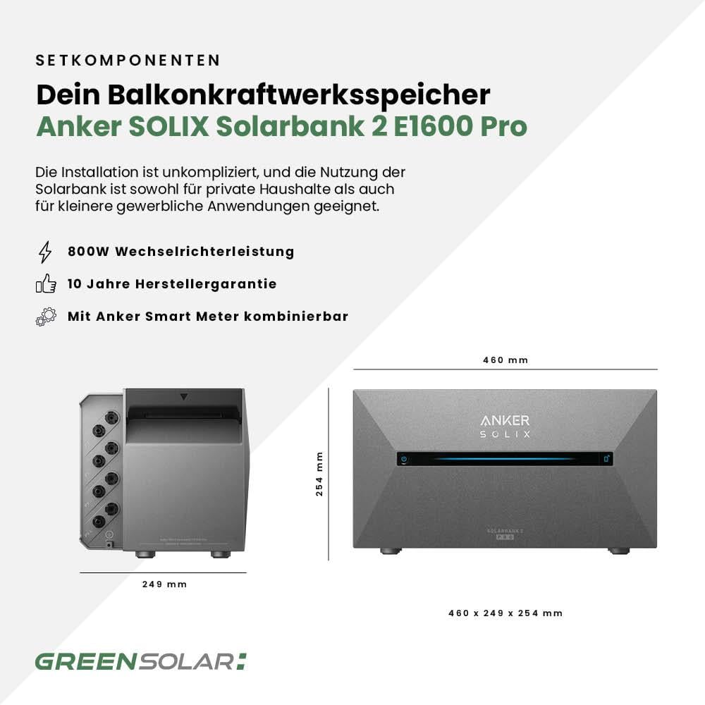 Kaminholzregal mit Balkonkraftwerk 450 Wp und Batteriespeicher Anker SOLIX Solarbank 2 E1600 inkl. Plane