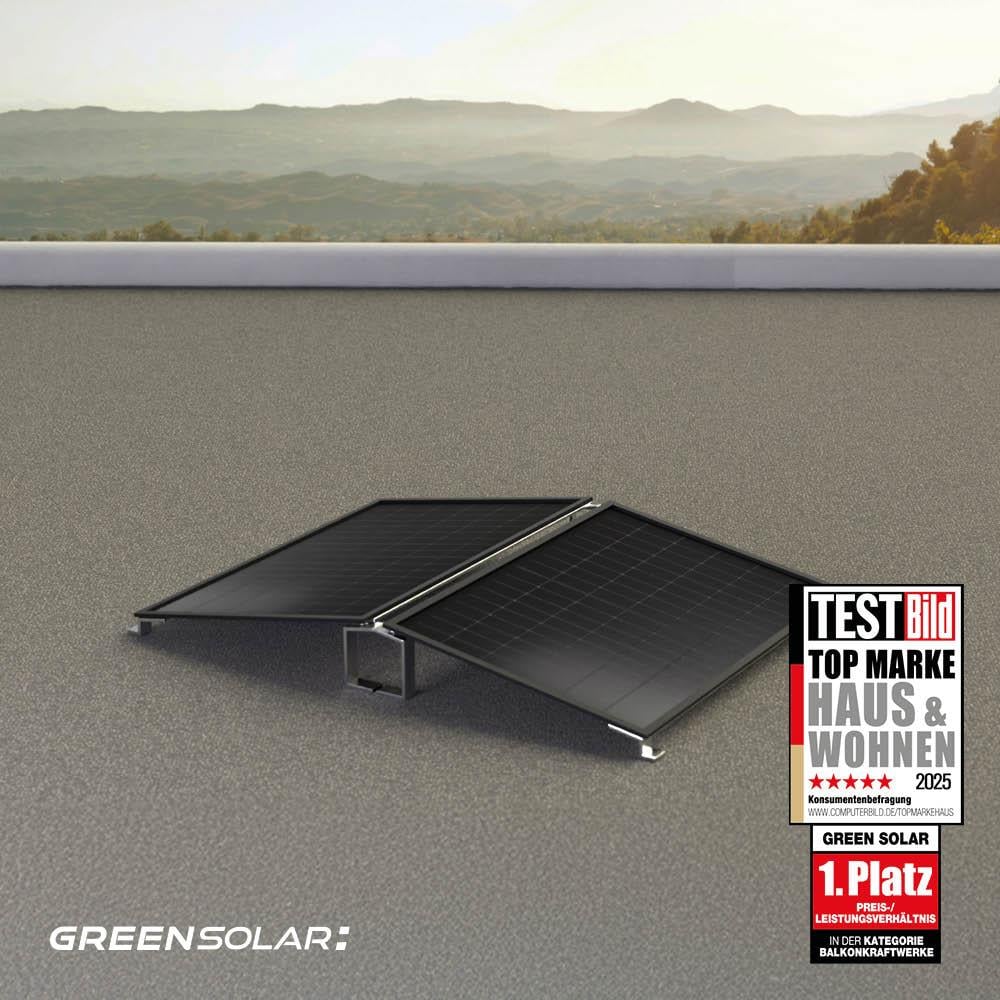 Balkonkraftwerk Flachdach 900/800 black Doppelmontage