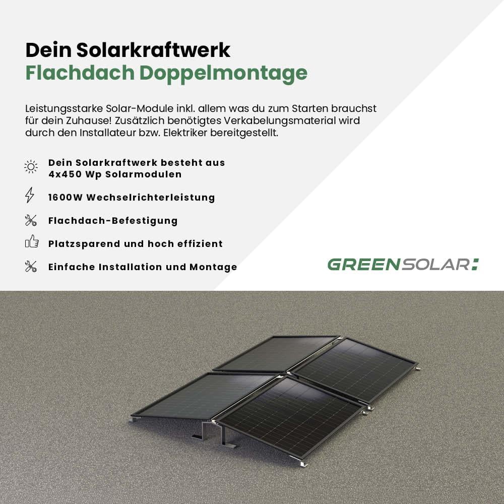 Solarkraftwerk Flachdach 1800/1600 bifazial