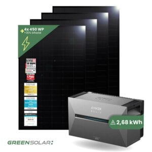 Balkonkraftwerk Basic 1800/800 black bifazial mit Balkonkraftwerkspeicher 2,7kWh "Anker SOLIX Solarbank 3 E-2700 Pro"