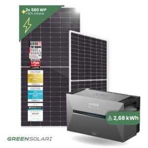 Solarkraftwerk Basic 1160/800 silver bifazial mit Balkonkraftwerkspeicher 2,7kWh "Anker SOLIX Solarbank 3 E-2700 Pro"
