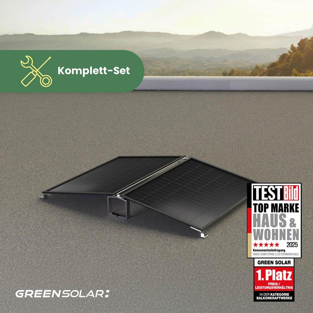 Balkonkraftwerk Flachdach M - Komplett-Set (900W)