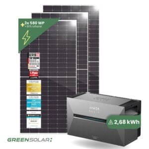 Solarkraftwerk Basic 1740/800 silver bifazial mit Balkonkraftwerkspeicher 2,7kWh "Anker SOLIX Solarbank 3 E-2700 Pro"