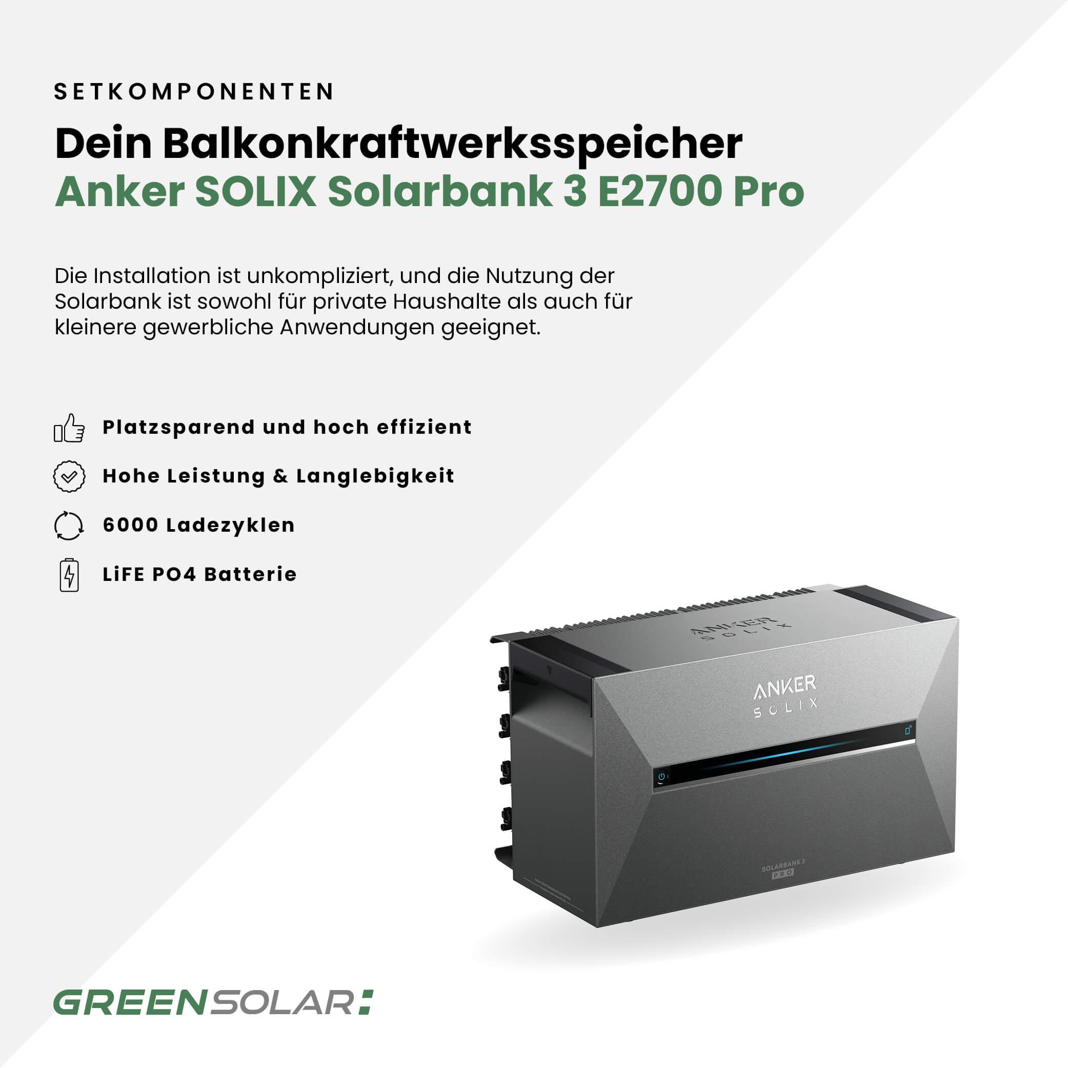 Kaminholzregal mit Balkonkraftwerk 900/800 black und Balkonkraftwerk-Speicher Anker Solarbank 3 E2700 inkl. Plane