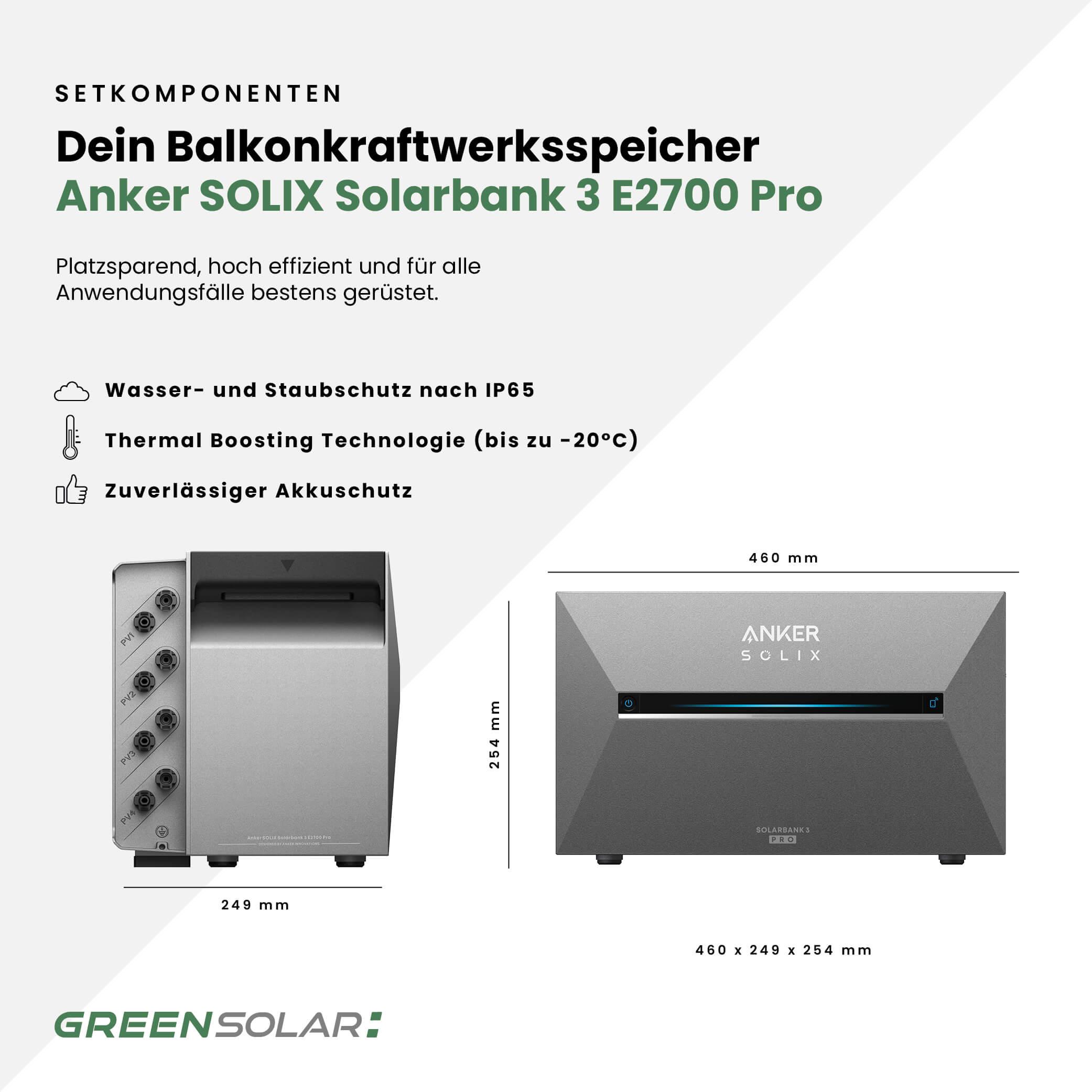 Kaminholzregal mit Balkonkraftwerk 900/800 black und Balkonkraftwerk-Speicher Anker Solarbank 3 E2700 inkl. Plane