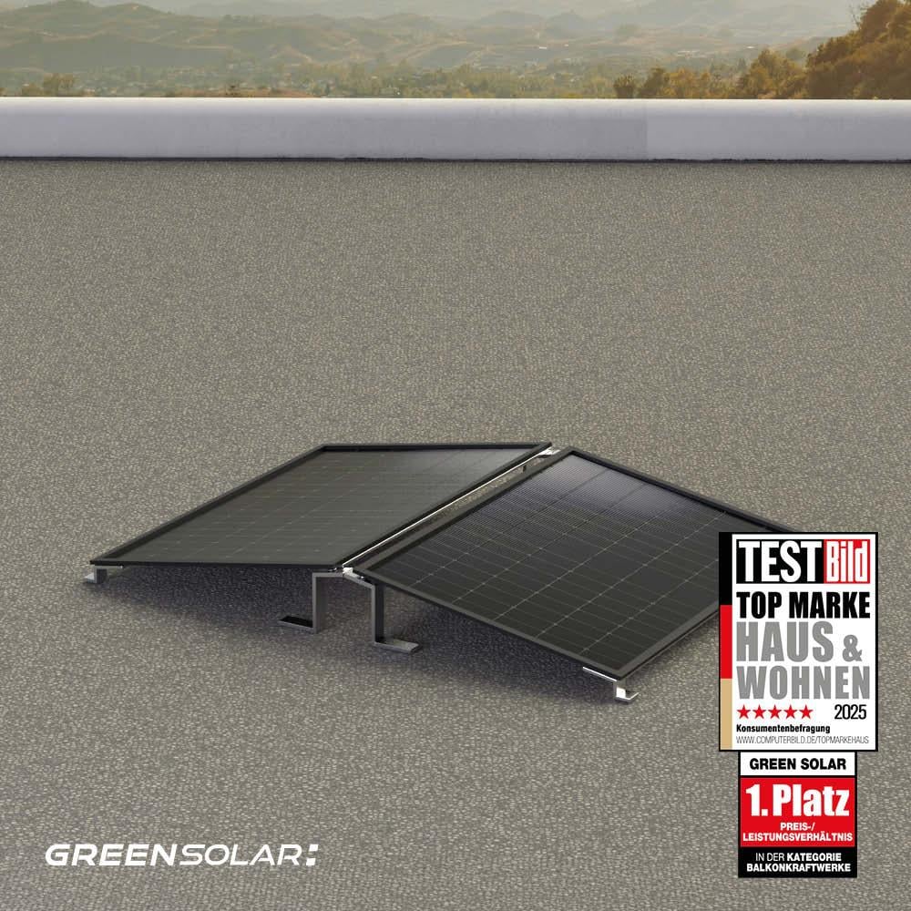 Balkonkraftwerk Flachdach 900/800 black Doppelmontage