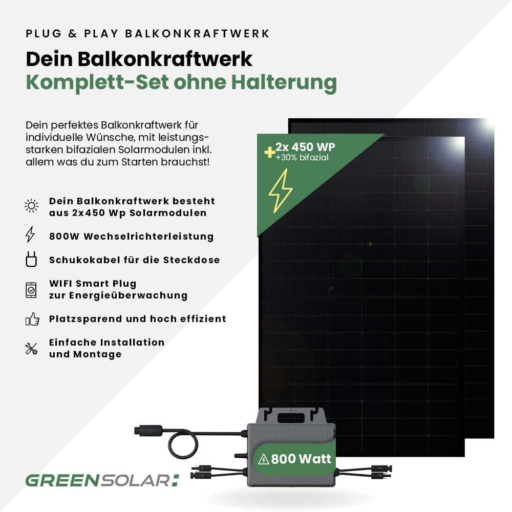 Balkonkraftwerk Basic 900/800 black bifazial