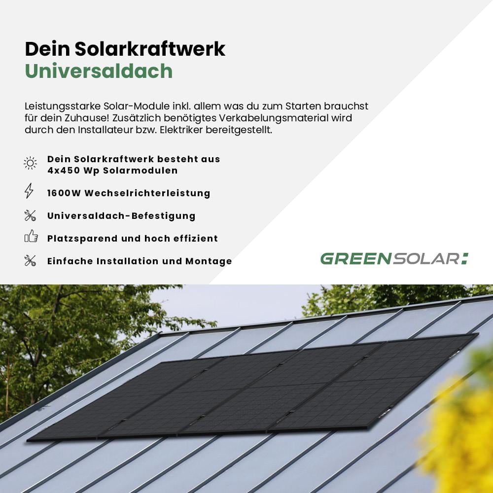 Solarkraftwerk Universaldach 1800/1600 black bifazial