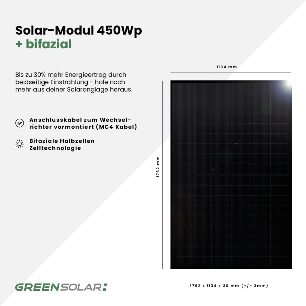 Solarkraftwerk Ziegeldach 1800/1600 black bifazial