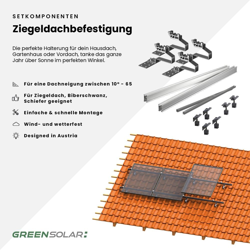 Solarkraftwerk Ziegeldach 1800/1600 black bifazial