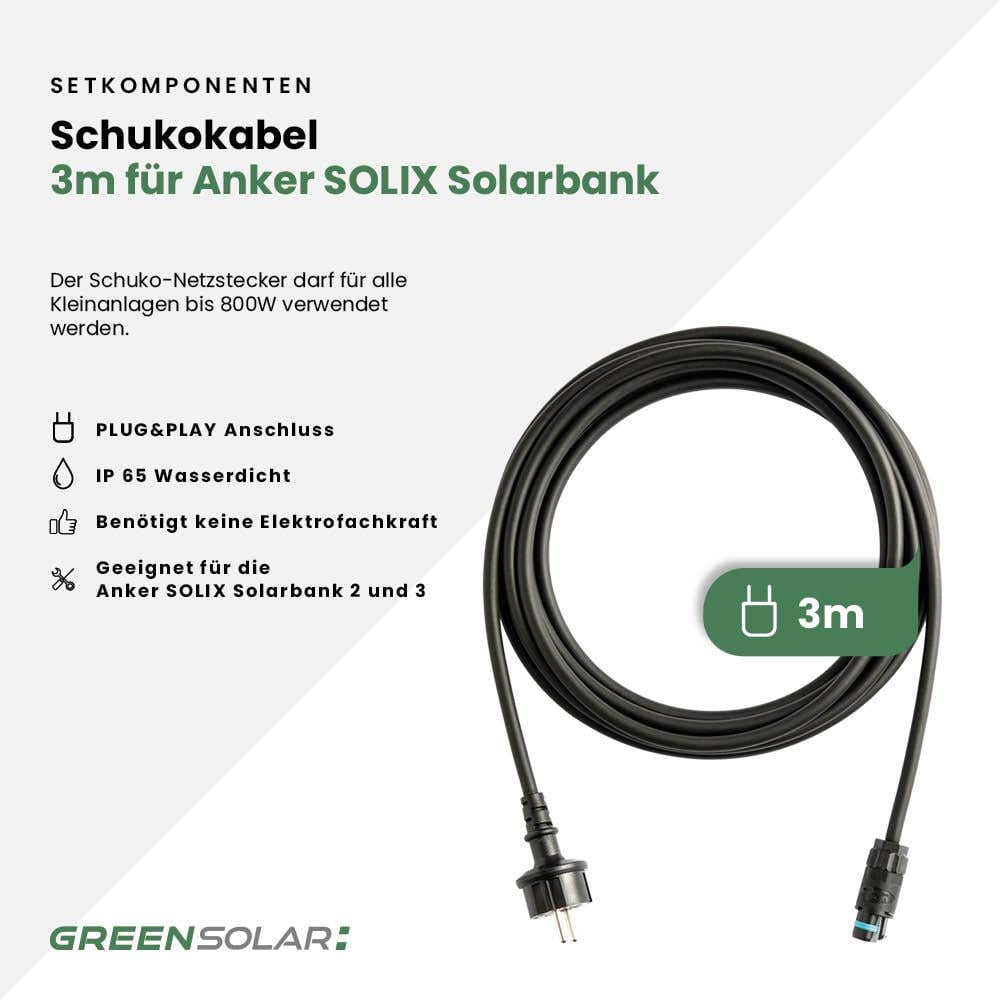 Balkonkraftwerk Basic 1800/800 black bifazial mit Balkonkraftwerkspeicher 2,7kWh "Anker SOLIX Solarbank 3 E-2700 Pro"