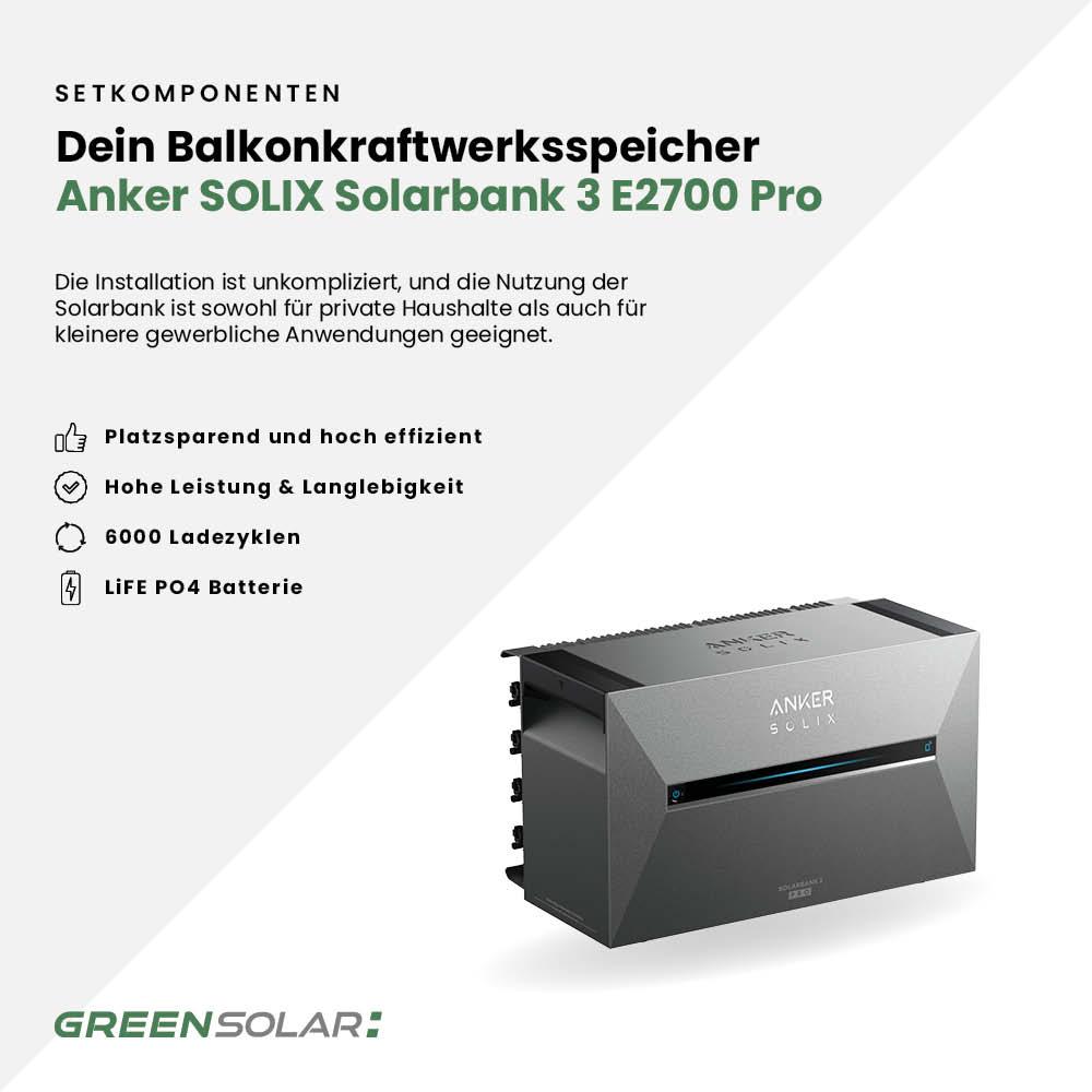 Kaminholzregal mit Balkonkraftwerk 900/800 black und Balkonkraftwerk-Speicher Anker Solarbank 3 E2700 inkl. Plane