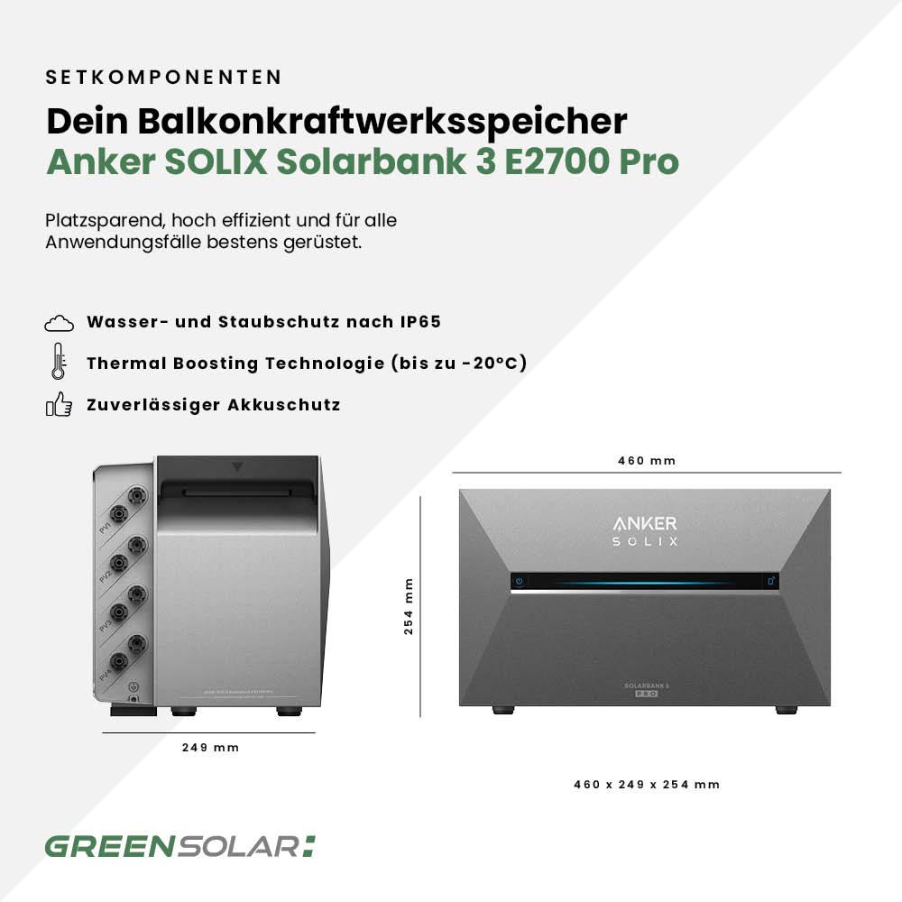 Kaminholzregal mit Balkonkraftwerk 900/800 black und Balkonkraftwerk-Speicher Anker Solarbank 3 E2700 inkl. Plane