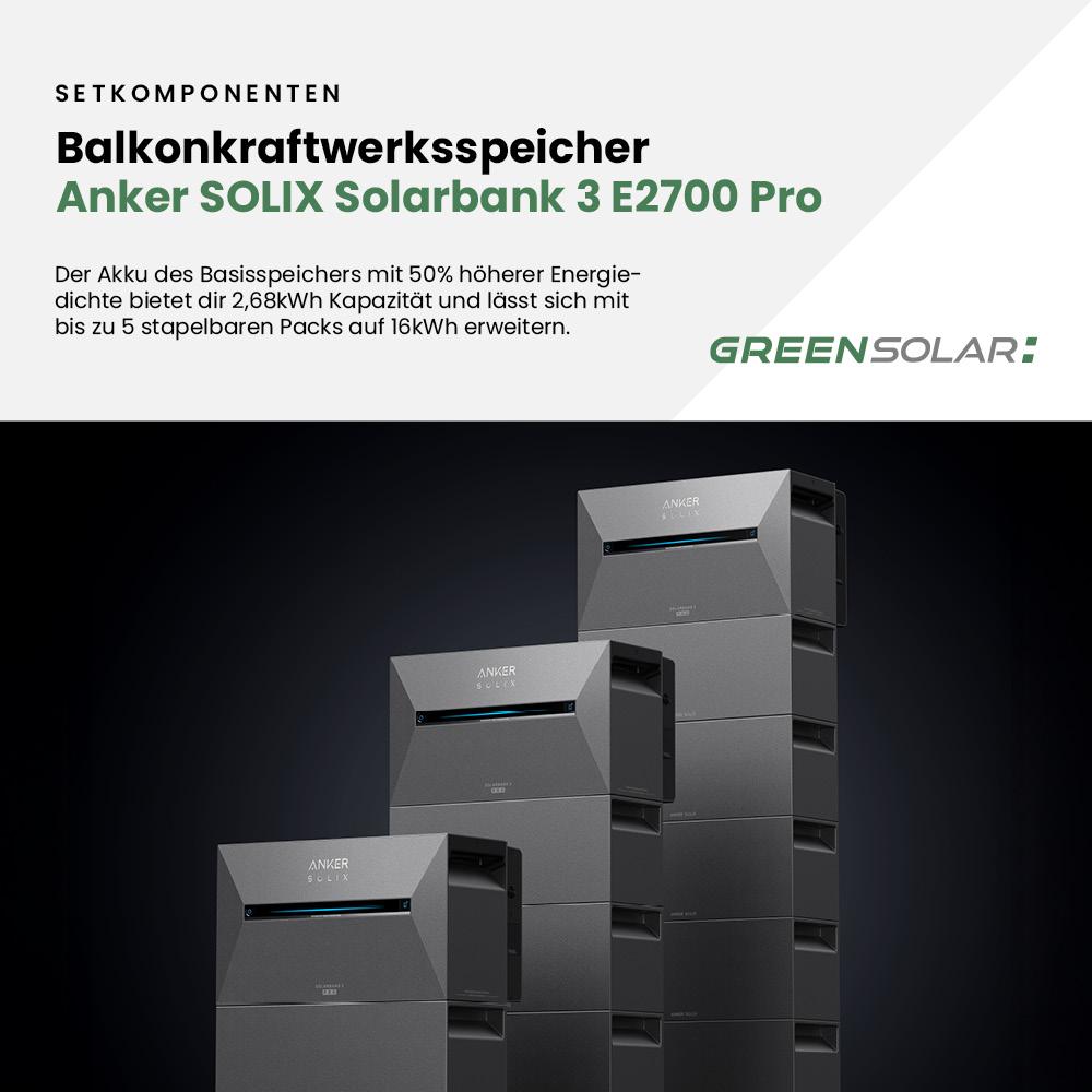Balkonkraftwerk Basic 1800/800 - Anker SOLIX Solarbank 5,4 kWh Balkonkraftwerk-Speicher