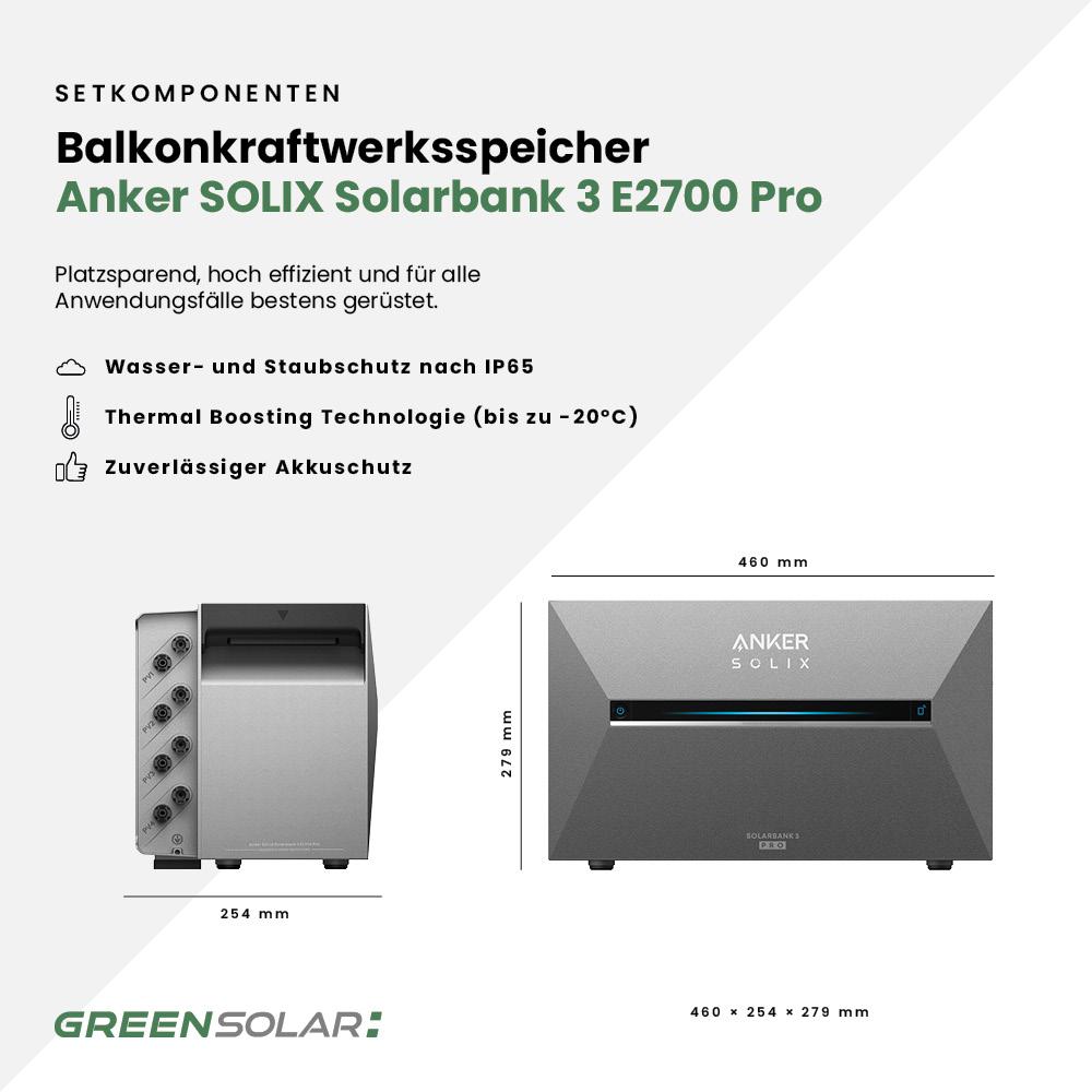 Balkonkraftwerk Basic 900/800 - Anker SOLIX Solarbank 5,4 kWh Balkonkraftwerk-Speicher