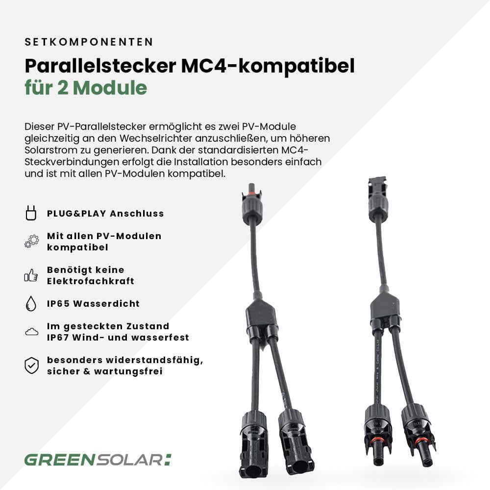 Balkonkraftwerk Basic 4000/800 black bifazial mit Balkonkraftwerkspeicher 2,11 kWh