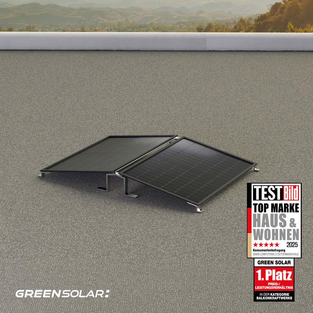 Balkonkraftwerk Flachdach 1000/800 black bifazial Doppelmontage