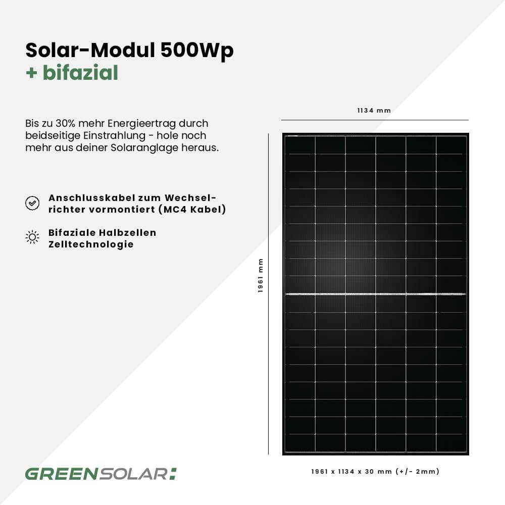 Balkonkraftwerk Boden M - Komplett-Set (1000W) inkl. Wifi Plug