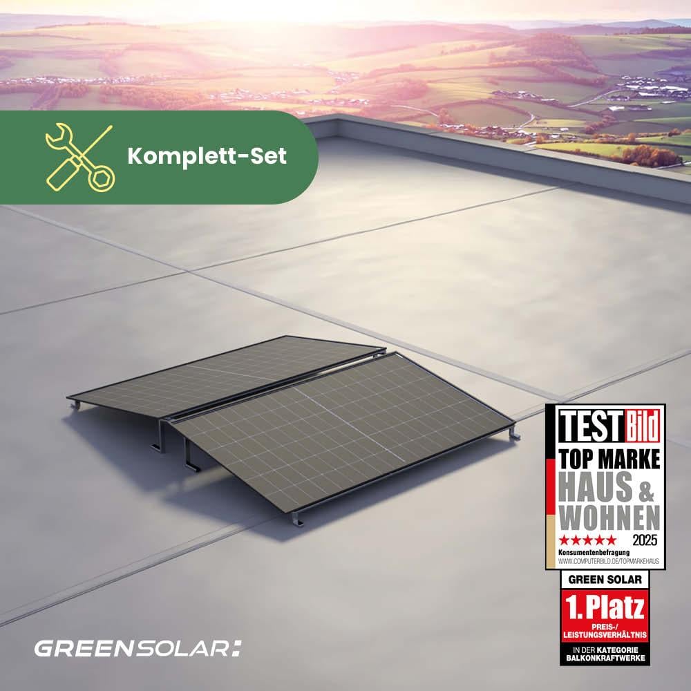 Balkonkraftwerk Flachdach M - Komplett-Set (1000W) inkl. Wifi Plug