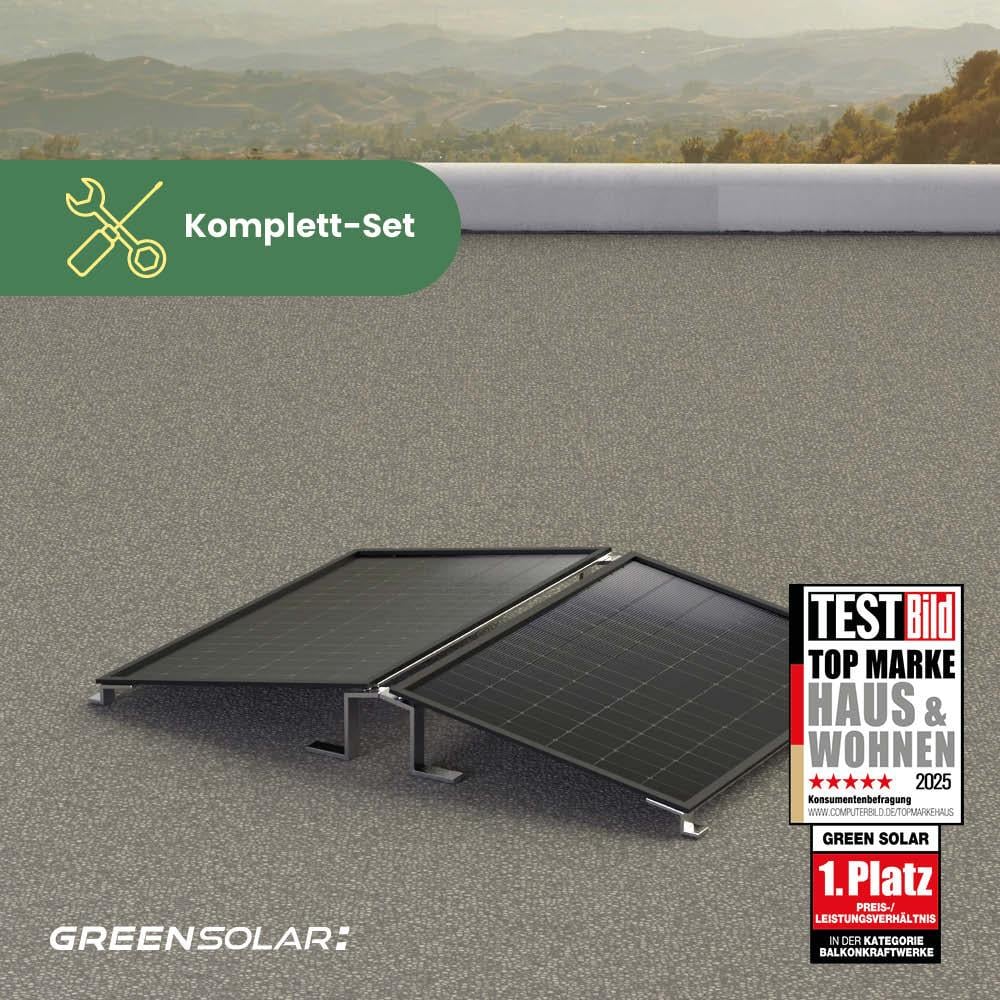 Balkonkraftwerk Flachdach M - Komplett-Set (1000W) inkl. Wifi Plug