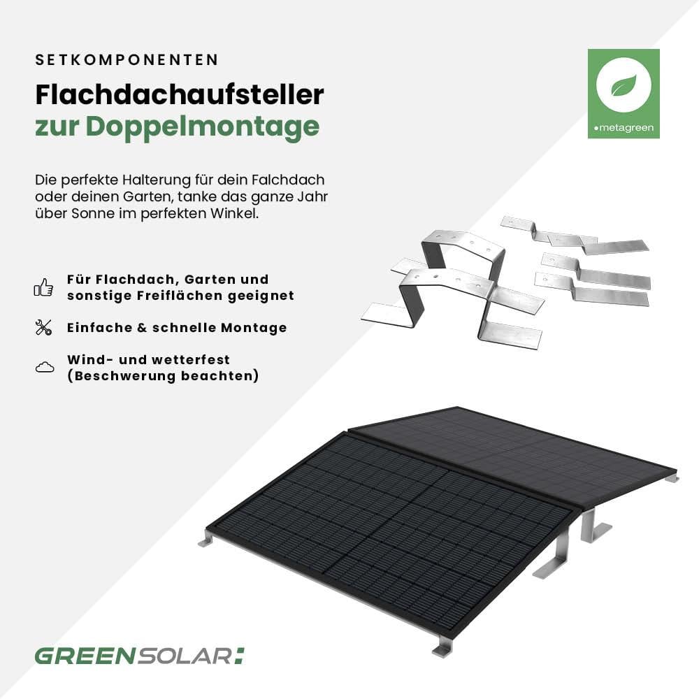 Balkonkraftwerk Flachdach M - Komplett-Set (1000W) inkl. Wifi Plug