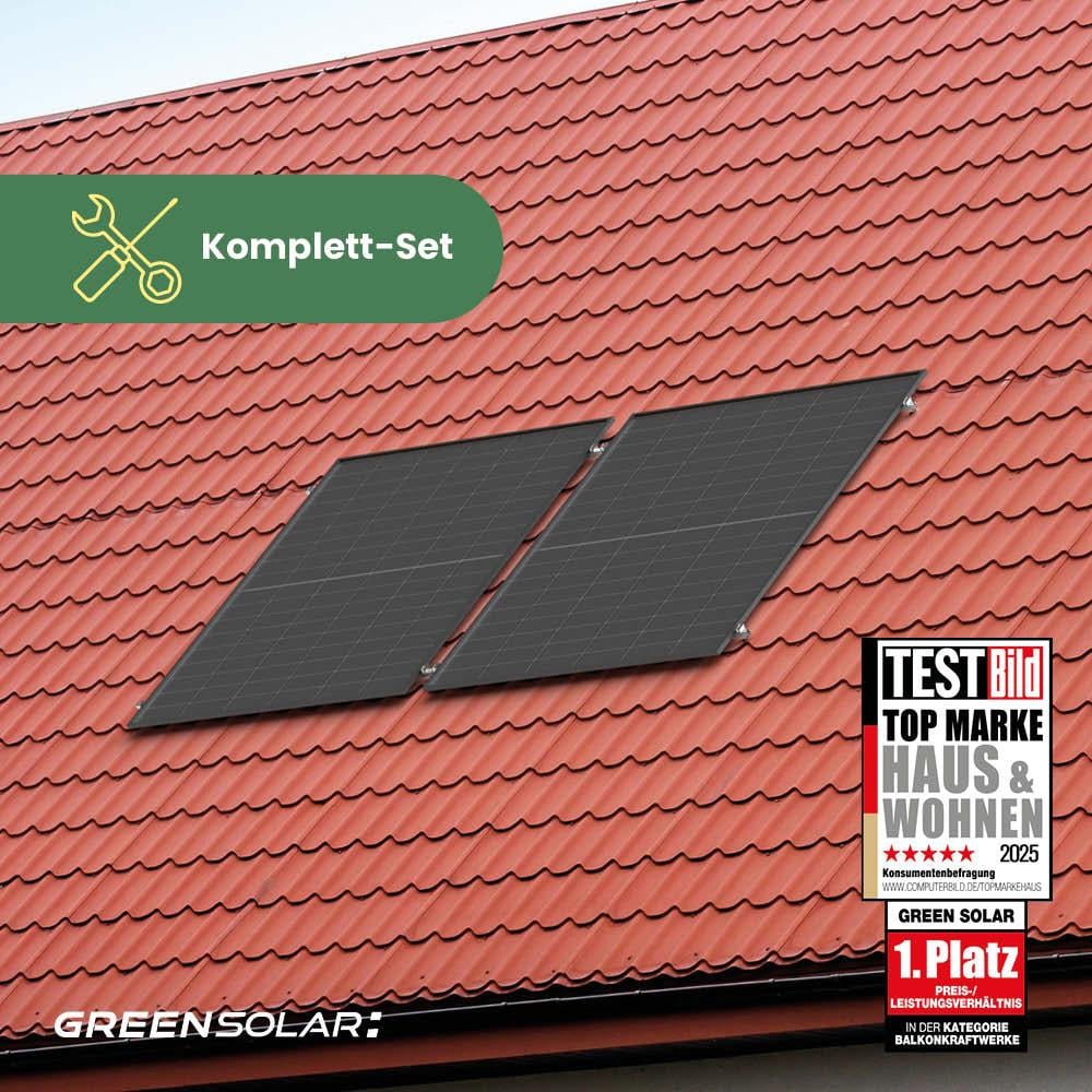Balkonkraftwerk Ziegeldach M - Komplett-Set (1000W) inkl. Wifi Plug