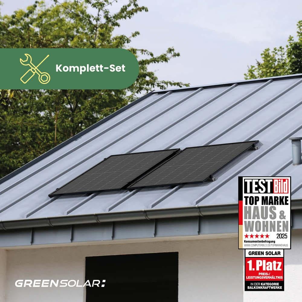 Balkonkraftwerk Universaldach M - Komplett-Set (1000W) inkl. Wifi Plug