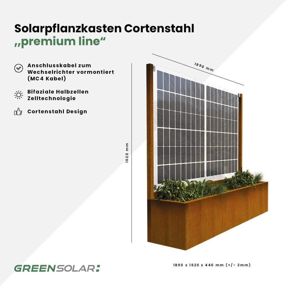 Solarpflanzkasten 840/800 Cortenstahl