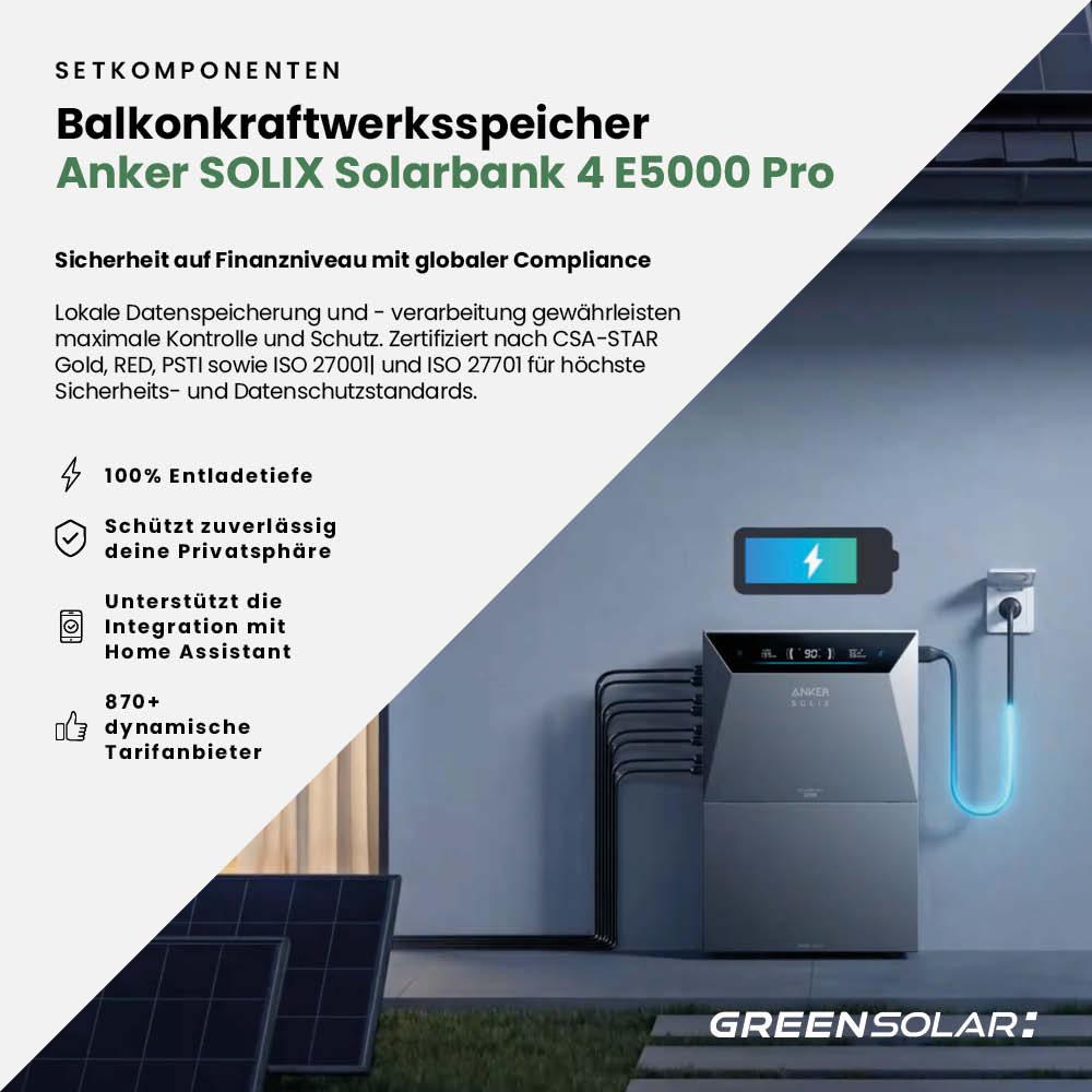 Balkonkraftwerk Basic 1000/800 bifazial mit Balkonkraftwerkspeicher Anker 4