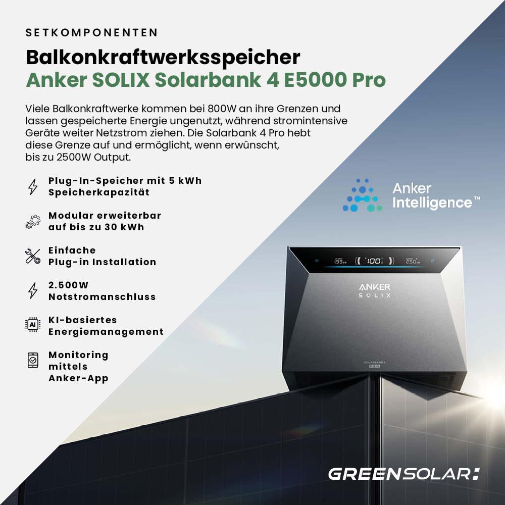 Balkonkraftwerk Basic 2000/800 bifazial mit Balkonkraftwerkspeicher Anker 4