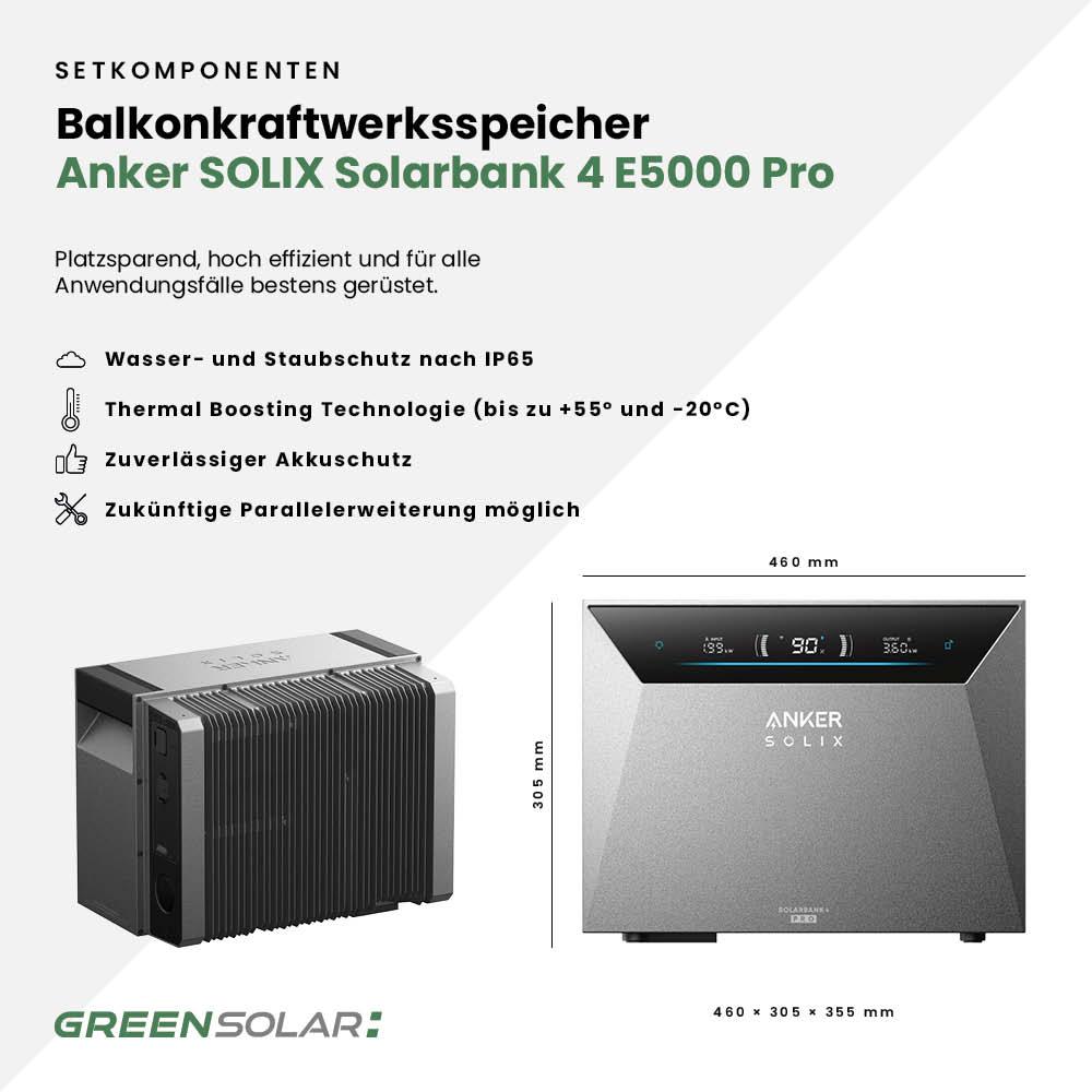Balkonkraftwerk Basic 2000/800 bifazial mit Balkonkraftwerkspeicher Anker 4