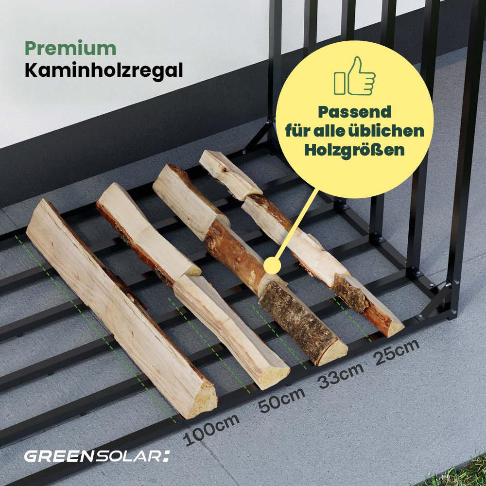 Kaminholzregal mit Balkonkraftwerk 900/800 black und Balkonkraftwerk-Speicher Anker Solarbank 3 E2700 inkl. Plane