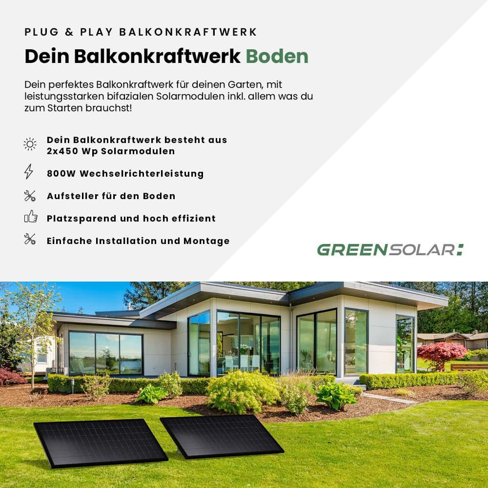Balkonkraftwerk Boden 900/800 black bifazial